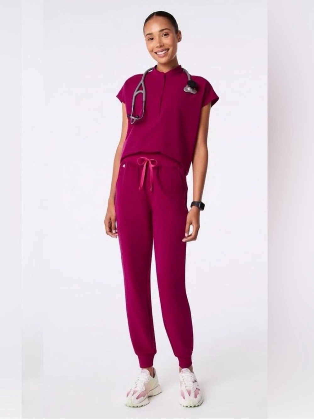 Figs Women's Dark Magenta Scrub Set